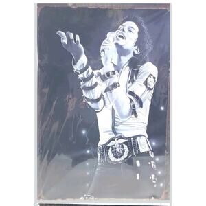 Michael J Jackson Singing: Metal Tin Sign Wall Mount Decoration Picture 23.5” x